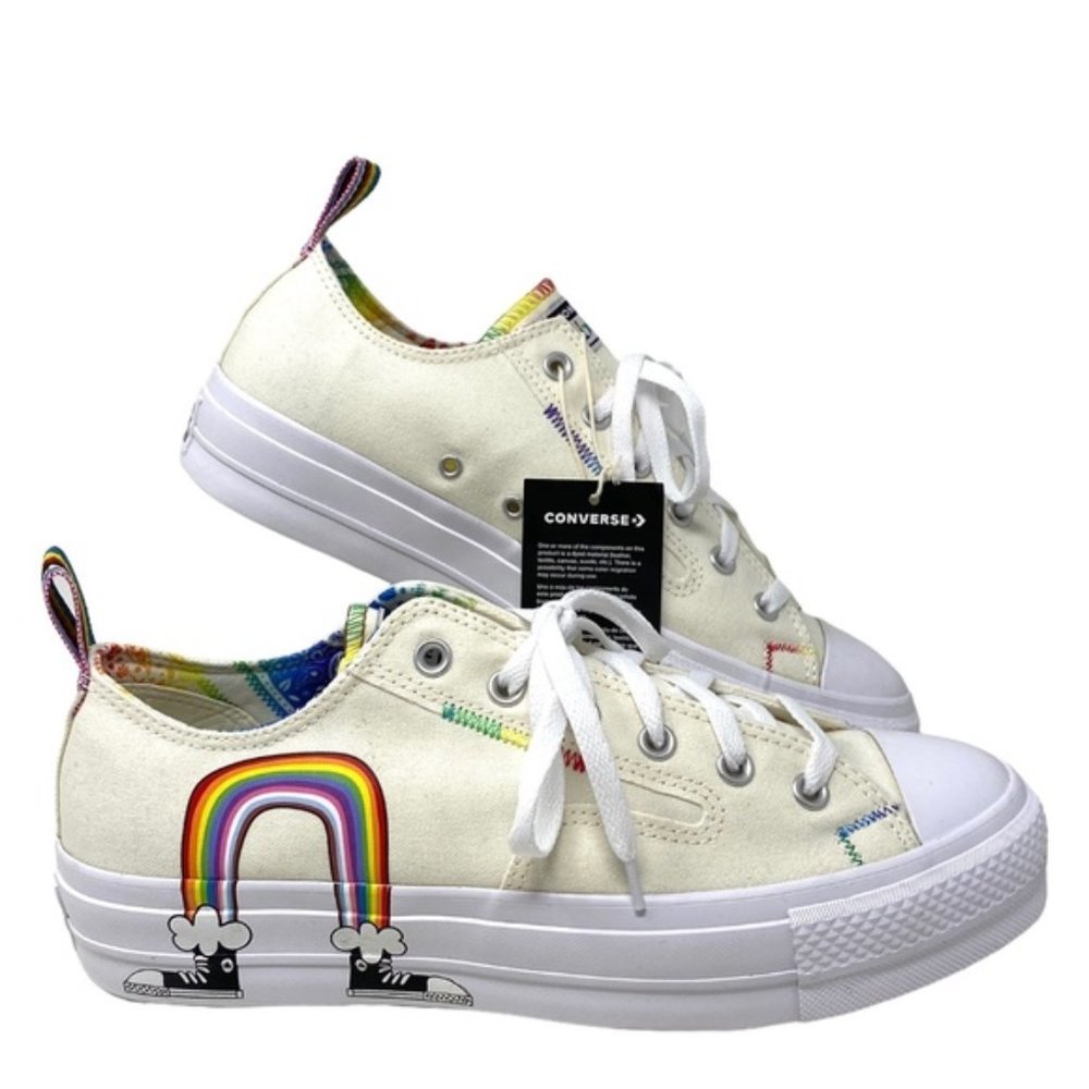 Converse CTAS Lift Platform Low Top Multi Egret Men Canvas Sneakers Size A02264C